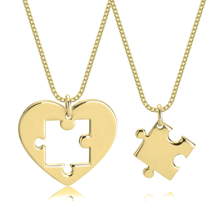 Heart Puzzle Necklace Set