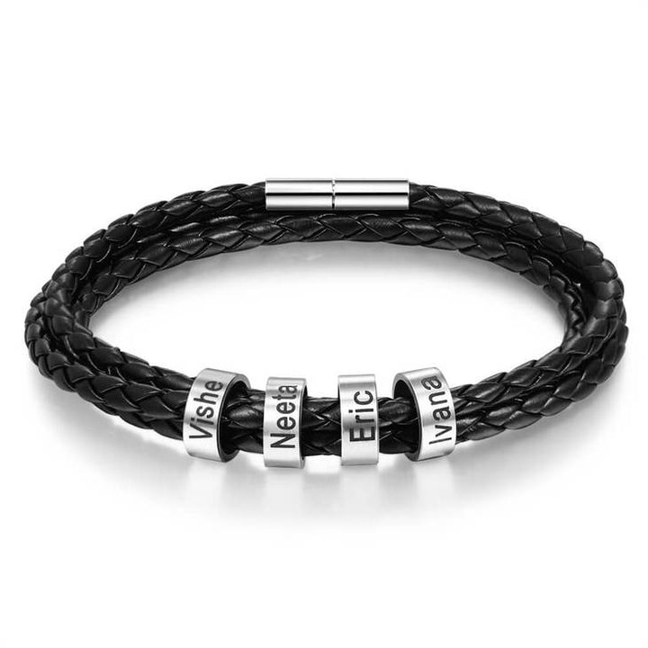 Dad Bracelet - Men's Leather Name Bracelet